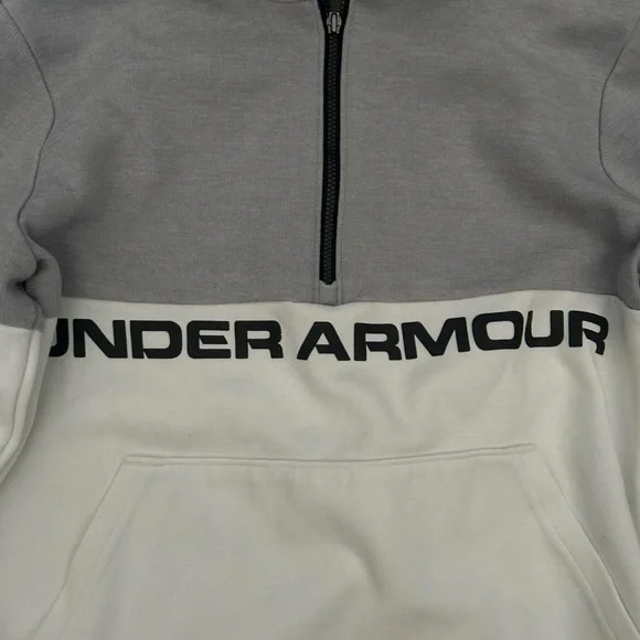 Under Armour Youth 1/4 Zip Hoodie White Grey Size Large - Picture 2 of 3